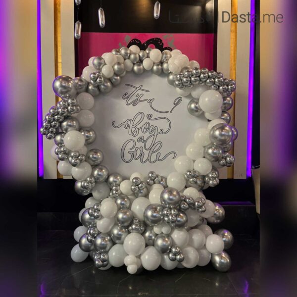 بادکنک آرایی تولد رنگ سفید نقره ای